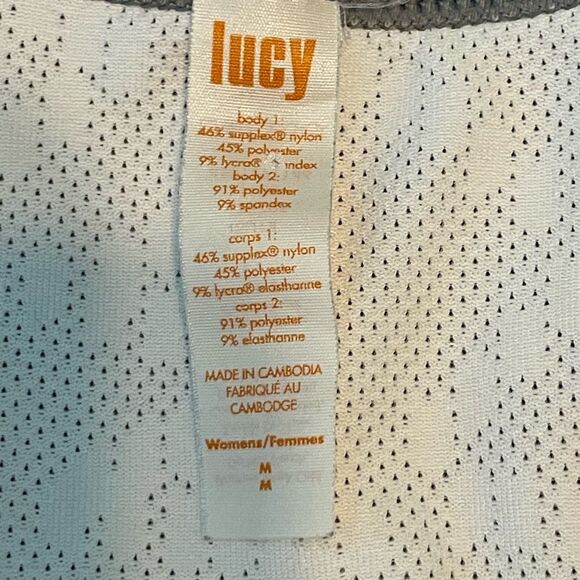 Lucy Activewear Tank Top Gray White Mesh Back Panel Sleeveless Pull-Over M - Picture 6 of 7